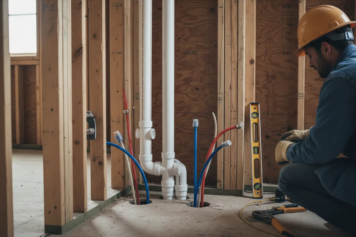 Drain and supply rough-in during Toilet Repair and Installation in Albany